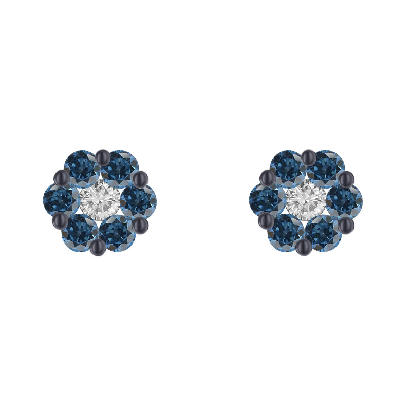 Goldene Ohrringe mit blauen Diamanten 34626