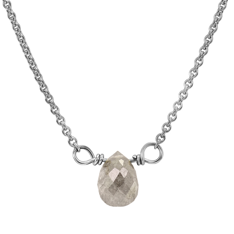 Goldene Halskette mit grauem Diamanten-Tropfen Vebrina 37036
