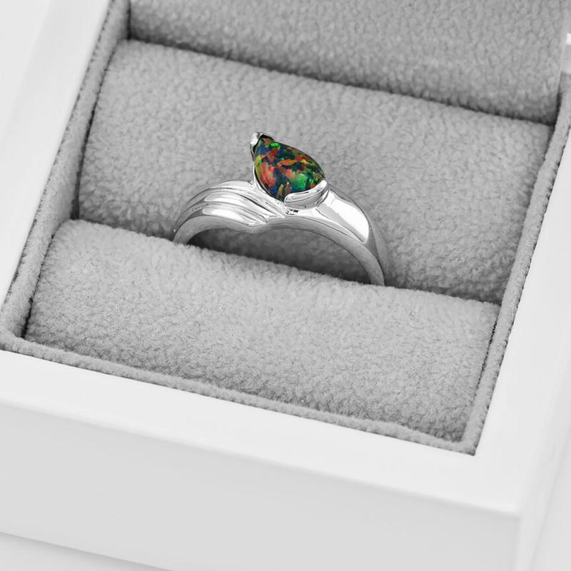 Ring in Silber mit schwarzem Opal Siewa 42606