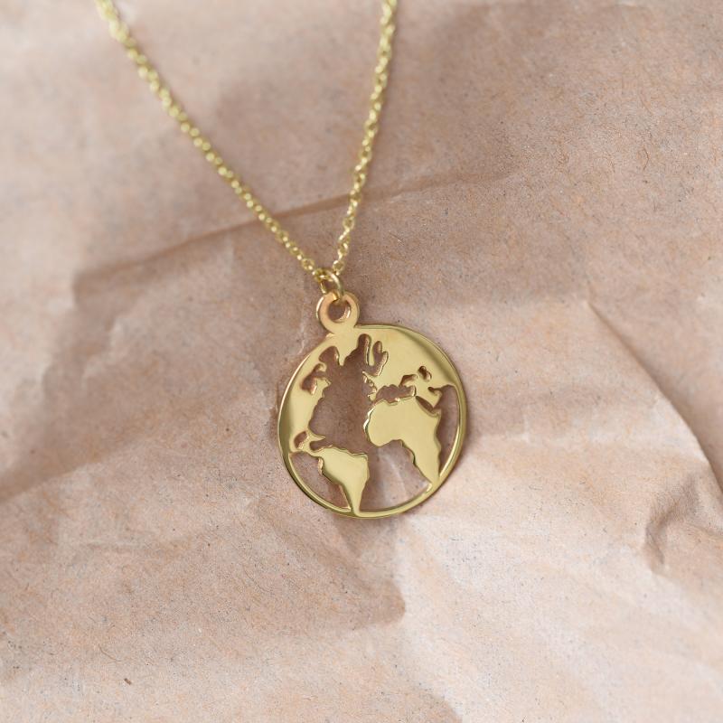 Goldene Halskette mit Weltkarte World 45936
