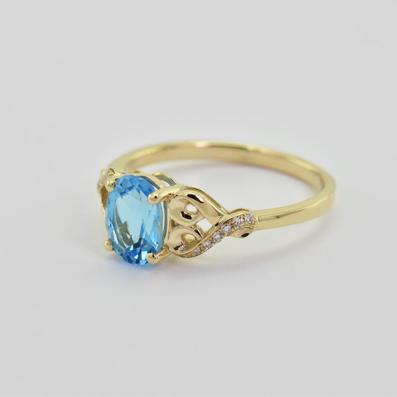 Goldring mit Blautopas und Diamanten Alanyse 46716