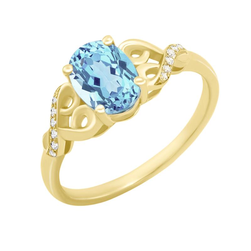 Goldring mit Blautopas und Diamanten Alanyse 46746