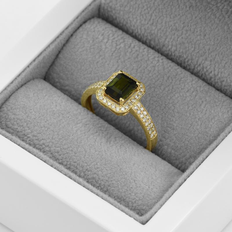 Diamantring mit grünem Turmalin in Eppi-Geschenkbox 47476