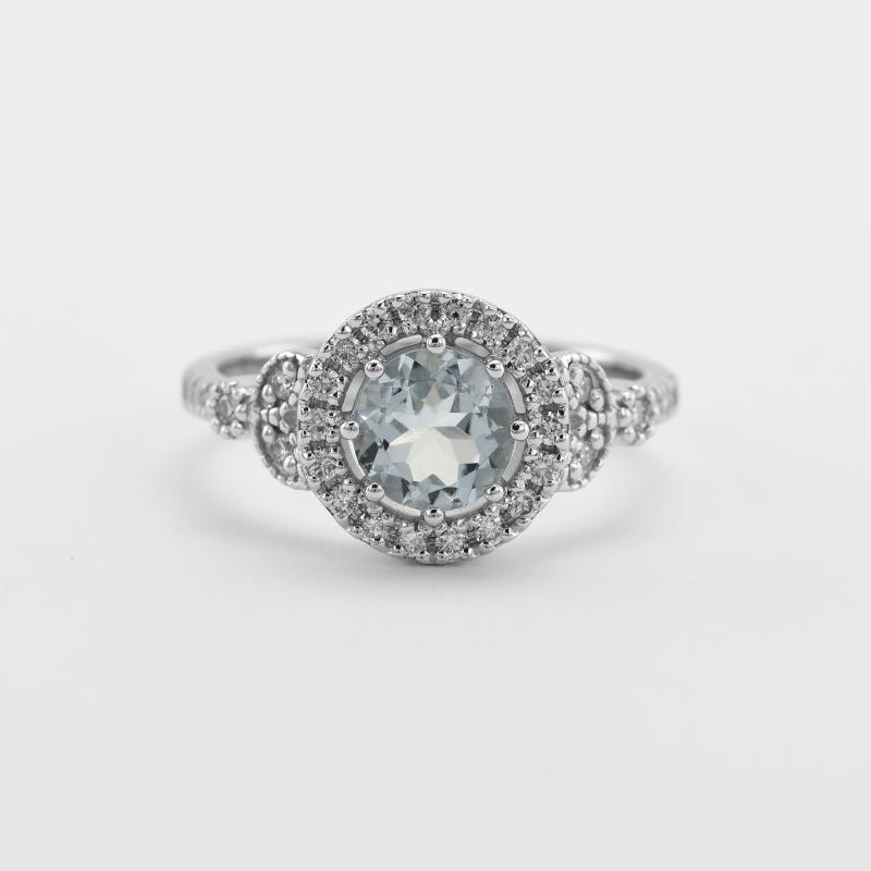 Verlobungsring im Halo-Stil mit Aquamatin und Diamanten Varana 48306