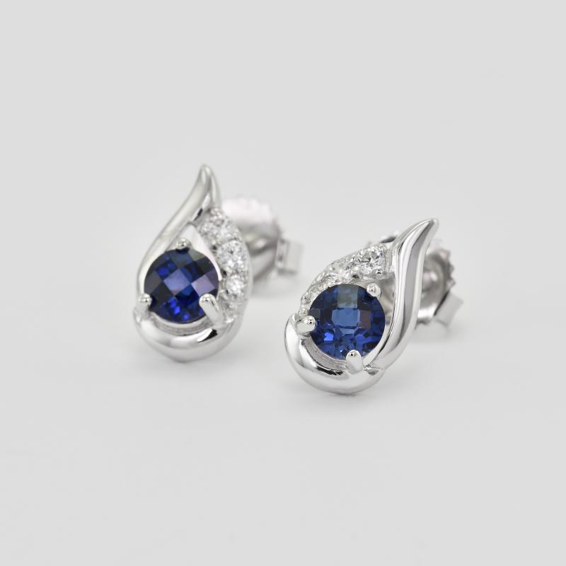 Silberohrringe mit blauen Saphiren und Zirkonia Edily 5526