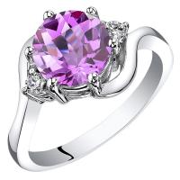 Ring aus Gold mit rosa Saphir und Diamanten Eliza
