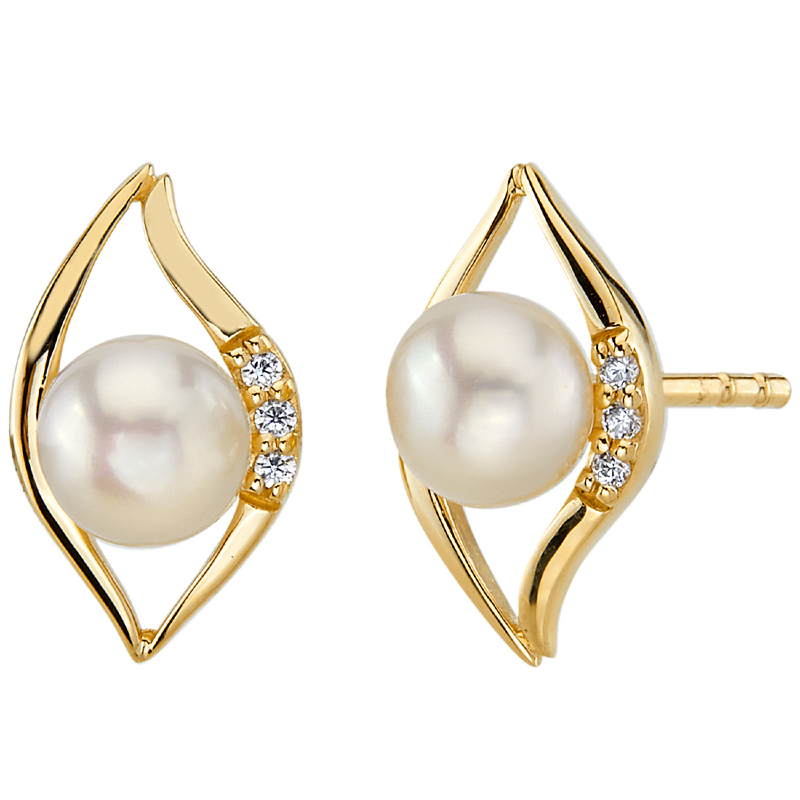 Goldene Schmuckkollektion mit weißen Perlen und Zirkonia Medea 61146