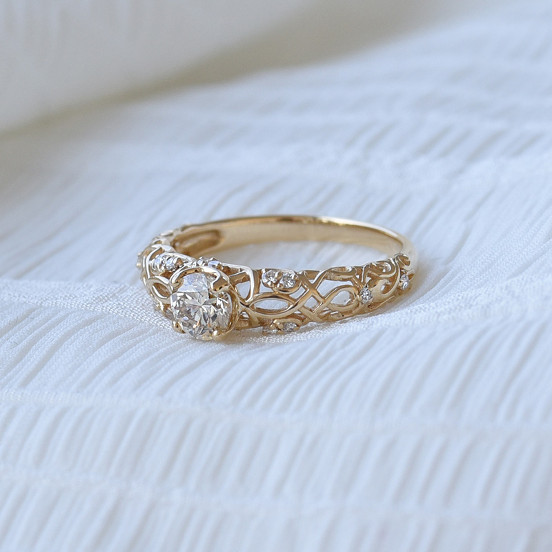 Vintage-Verlobungsring aus Gold mit Diamanten Chantal 70226