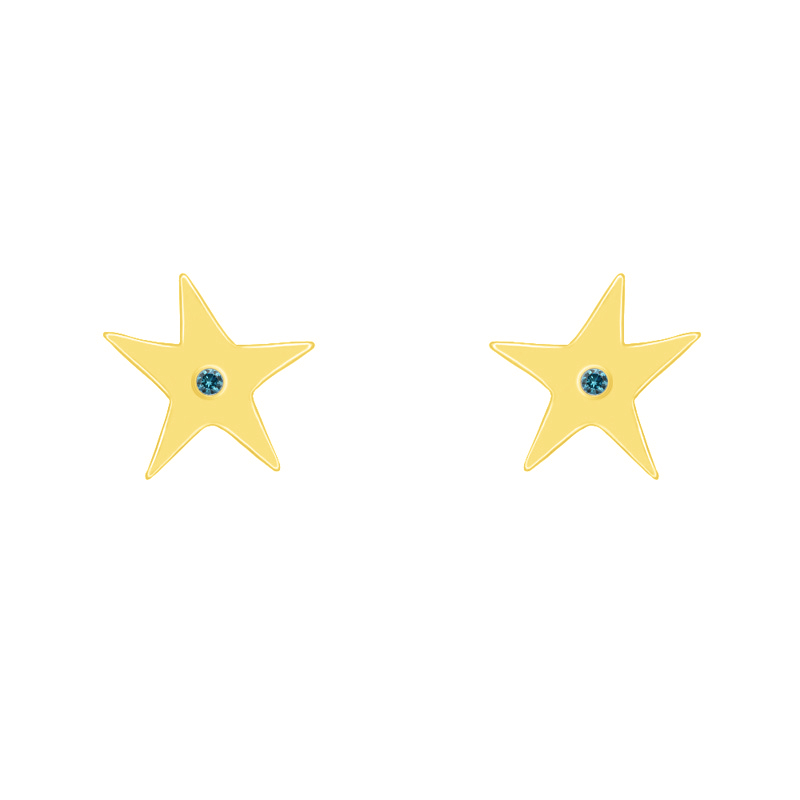 Silberne Sterne als Ohrring mit blauen Diamanten Nicabar 71866