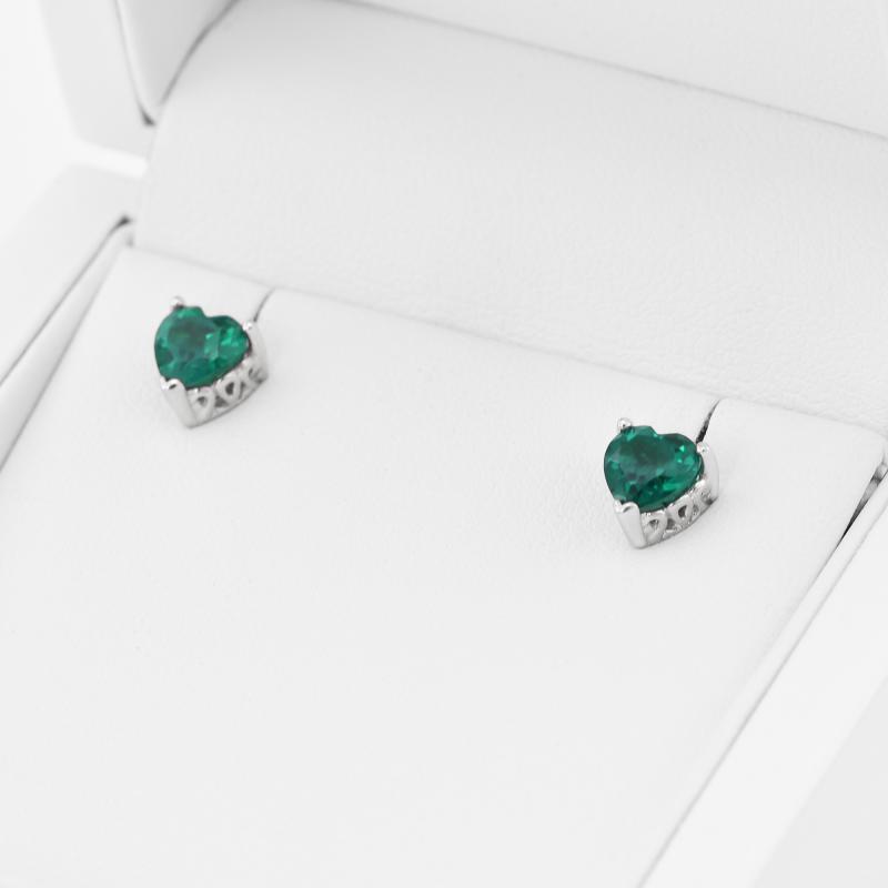 Silberne Ohrringe mit simulierten Smaragden Ila 74536