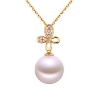 Goldene Halskette mit 12-13mm Perle und Diamanten Maire