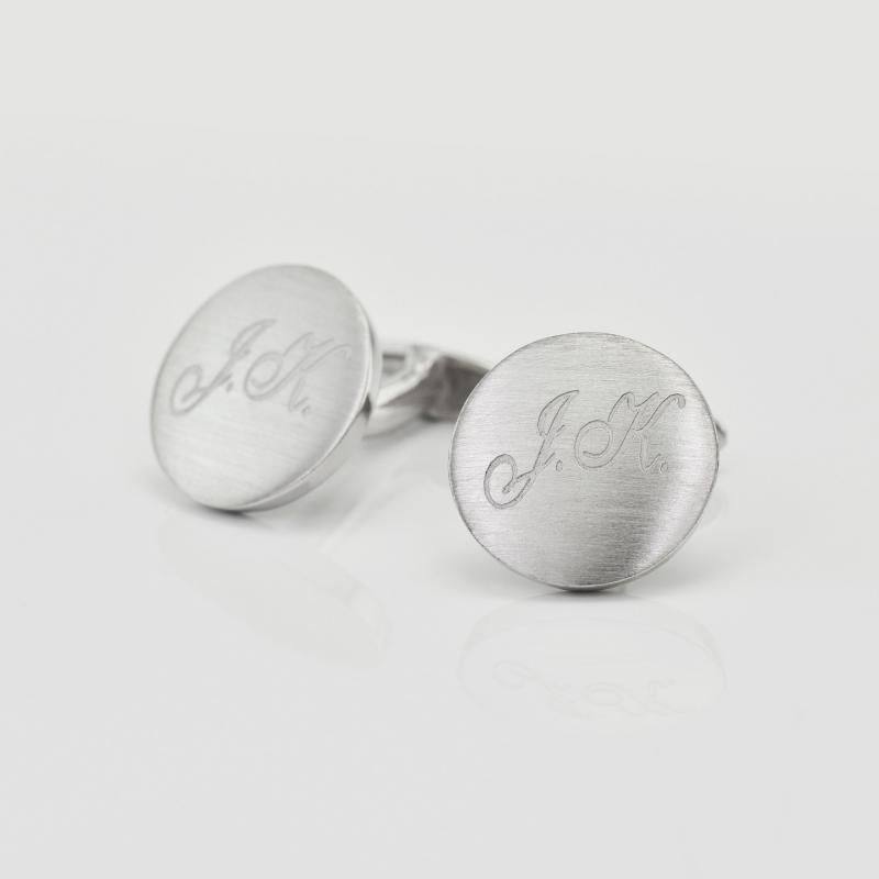 Runde Manschettenknöpfe aus Silber mit Gravur Perrie 10917