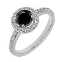 Hallo-Ring mit schwarzem Moissanit und Lab Grown Diamanten Kerau