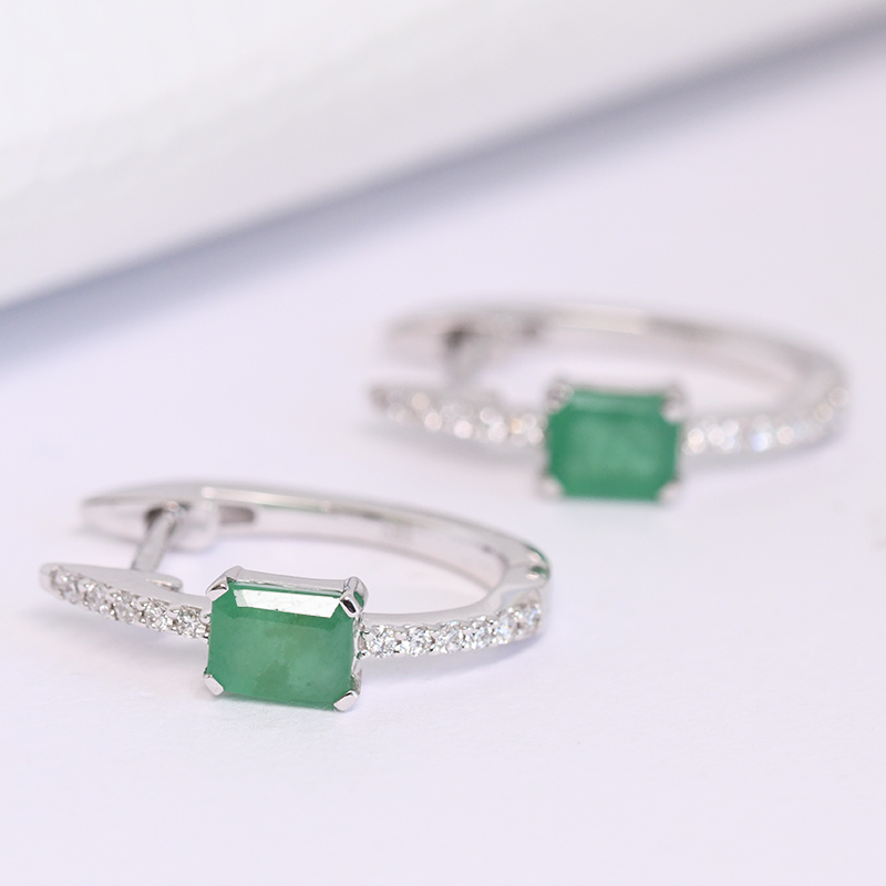 Creolen mit Diamanten und Smaragden Jade 116477