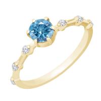 Ring mit einem zertifizierten fancy blauen Lab Grown Diamanten und weißen Lab Grown Diaman