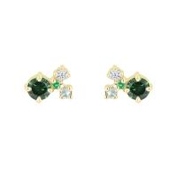 Grüne Cluster-Ohrringe mit grünen Diamanten und Edelsteinen Kerrie