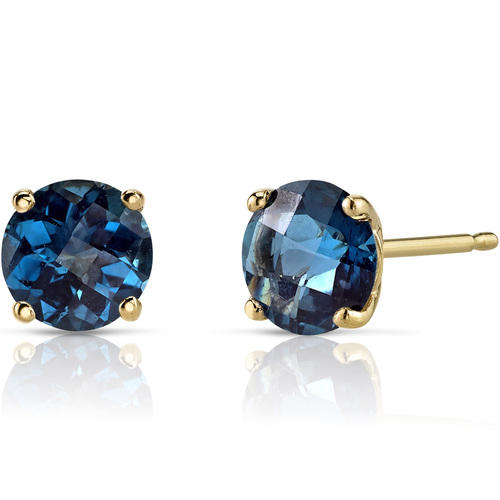 Goldene Ohrringe mit blauen Topasen Hulda 15577