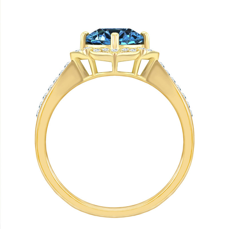 Goldener Vintagering mit blauem Topas und Diamanten Antonella 17027