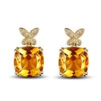 Goldene Ohrringe mit Citrinen und Diamanten Gigi