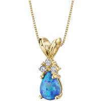 Goldener Anhänger mit bluem Opal und Diamanten Myron