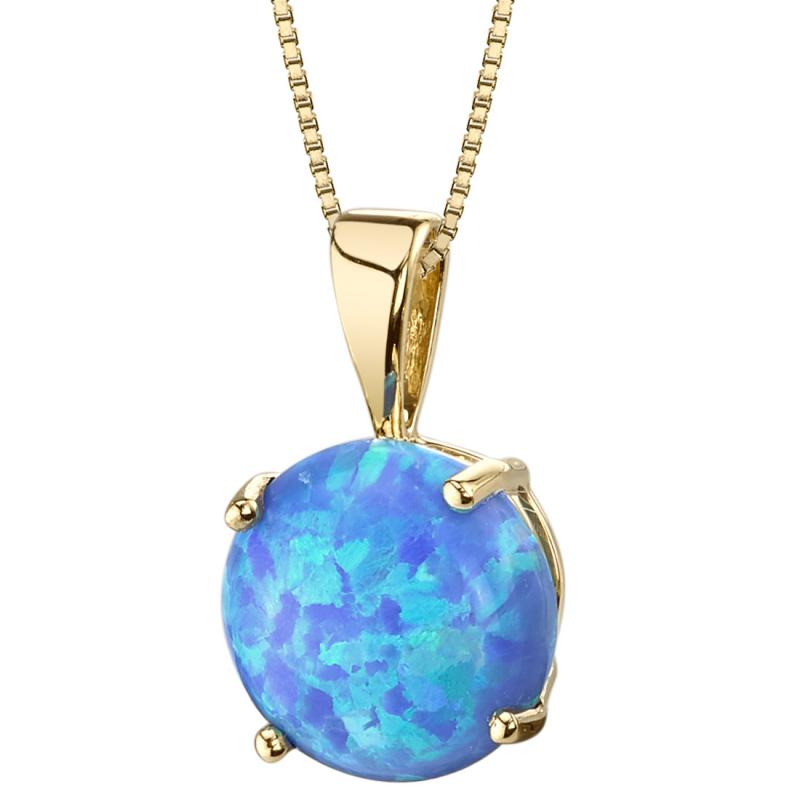 Blauer Opal im goldenen Anhänger Jaira