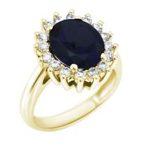Goldener Ring mit blauem Saphir und Diamanten Tubiah
