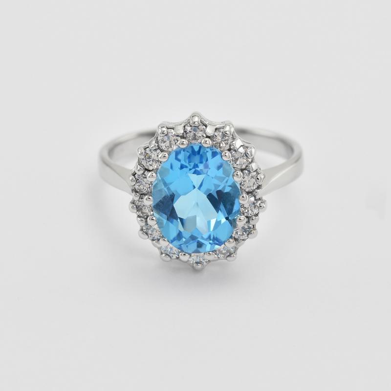 Ring mit blauem Topas und Diamanten Chrys 25197