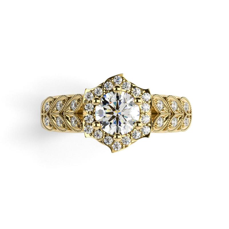 Goldener Diamantring im floralen Vintage-Stil Del