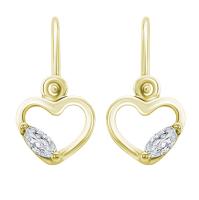 Goldene Kinderohrringe in Herzform mit weißen Saphiren Anastasia