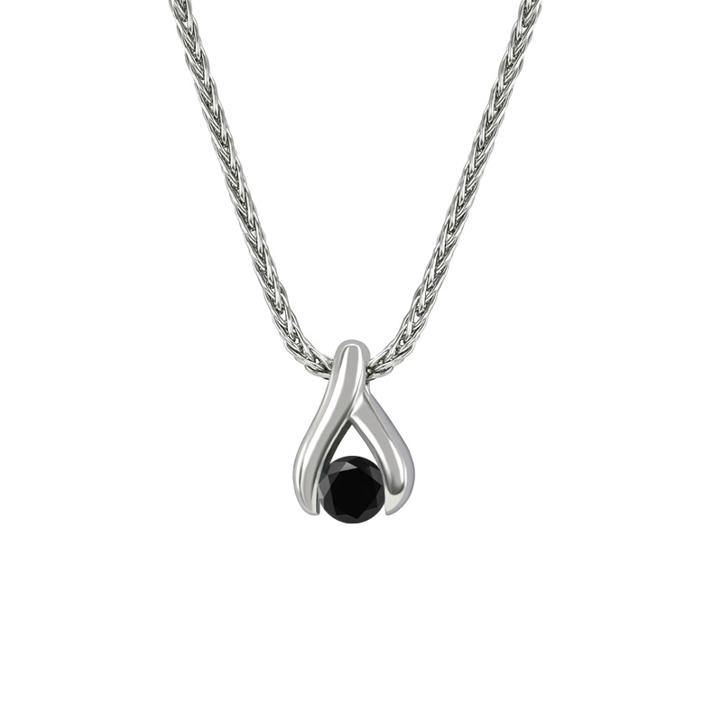 Originelle Halskette aus Platin mit schwarzem Diamant Tilda