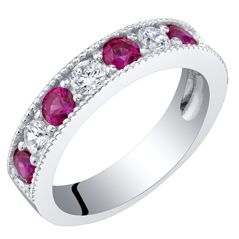 Memoire Ring aus Silber mit Rubinen und Zirkonia