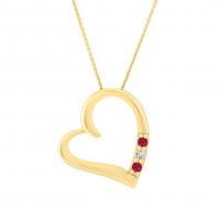 Goldene Anhänger in Herz-Form mit Rubinen und Diamanten Tanish