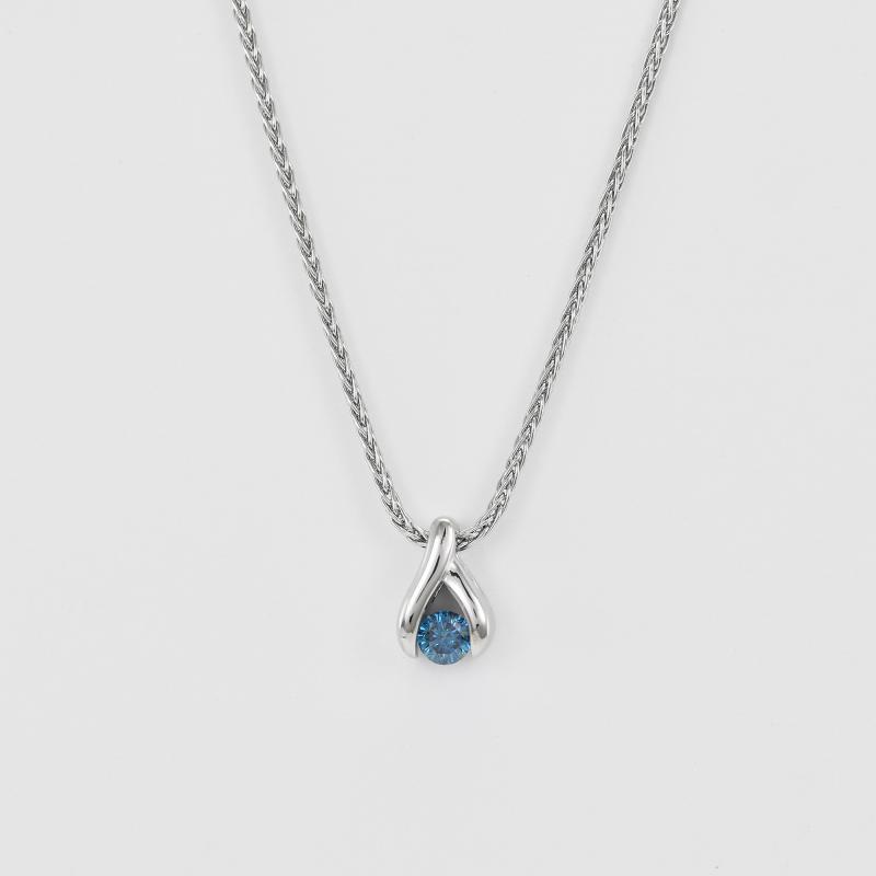 Halskette aus Platin mit blauem Diamanten Idylle