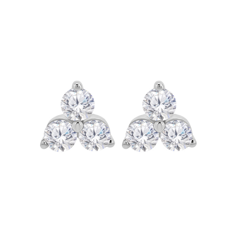 Goldene Ohrringe mit drei Diamanten Jella 35047