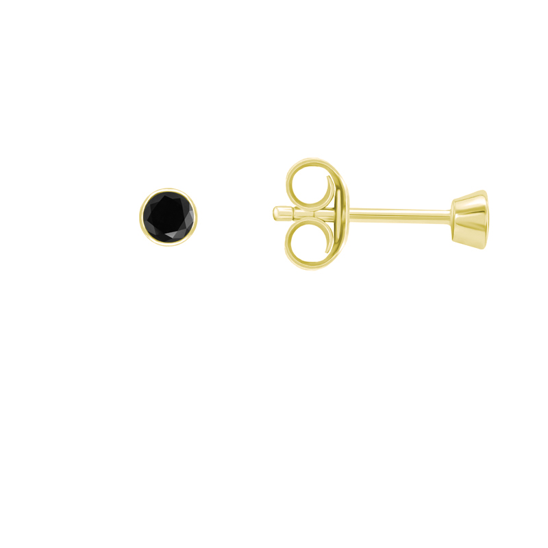 Goldene Ohrstecker mit runden schwarzen Diamanten Aristoge