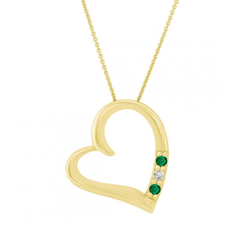Halskette in Herz-Form aus Gold mit Smaragden und Diamant Tanish