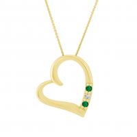 Halskette in Herz-Form aus Gold mit Smaragden und Diamant Tanish