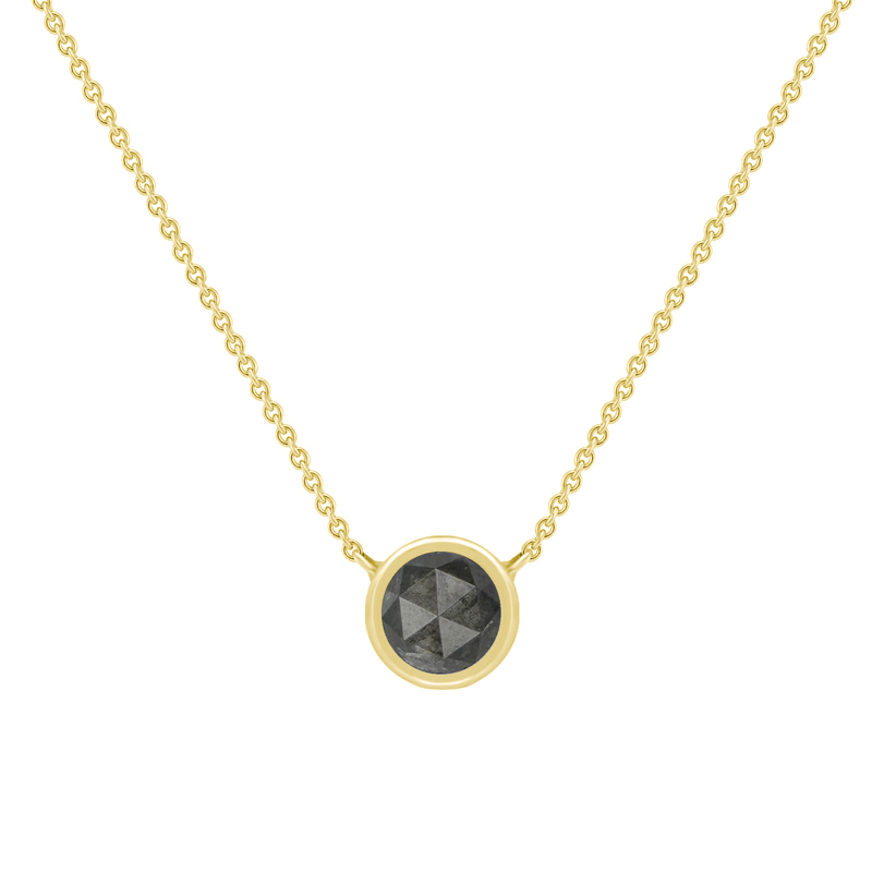 Goldene Halskette Bezel mit Salz-und-Pfeffer-Diamanten Terun 38527