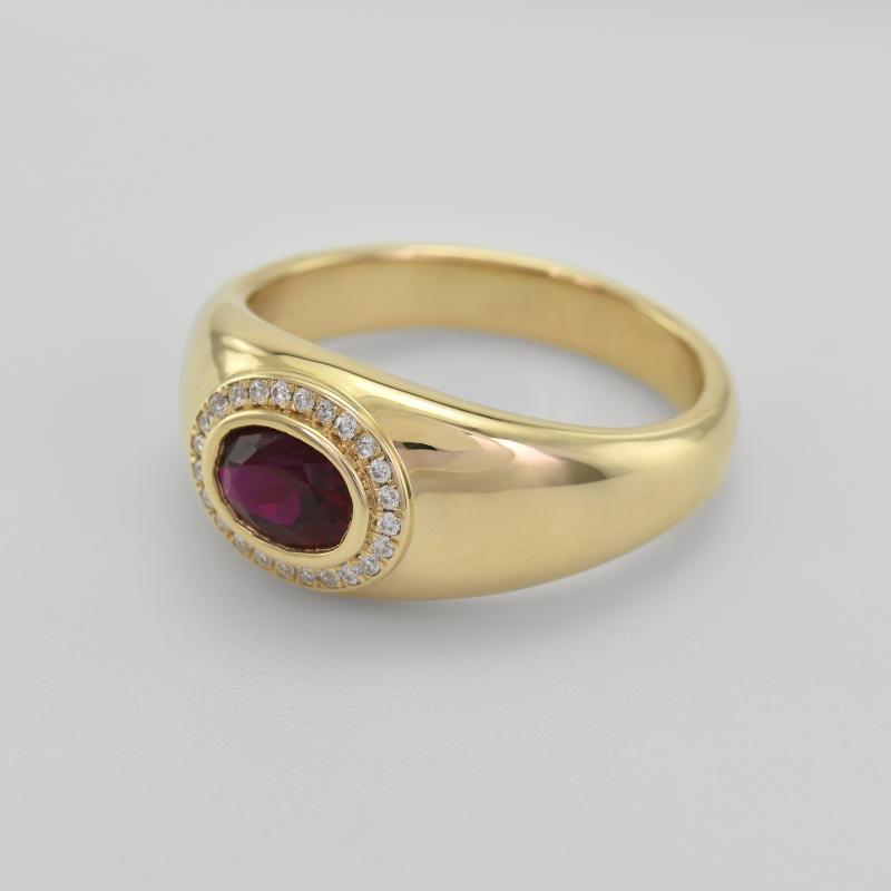 Gelbgold Ring Rubin und Diamanten 45467