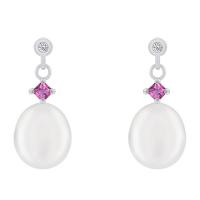 Ohrringe mit Perlen, Saphiren und Diamanten Mahavir