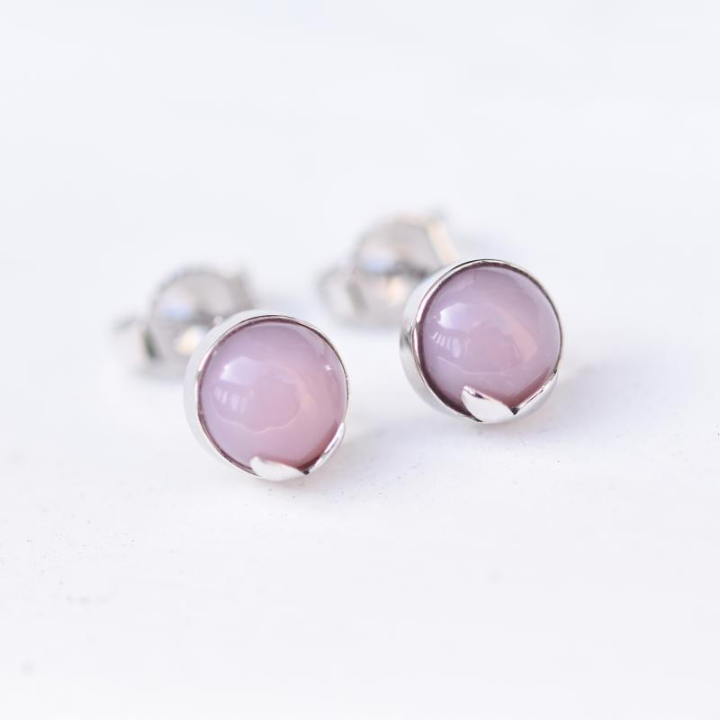 Goldene Ohrringe mit rosa Opal in Cabochon-Schliff Rosalia 49897