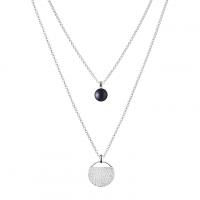 Doppel-Halskette aus Silber mit schwarzer Perle und Zirkonia Artis