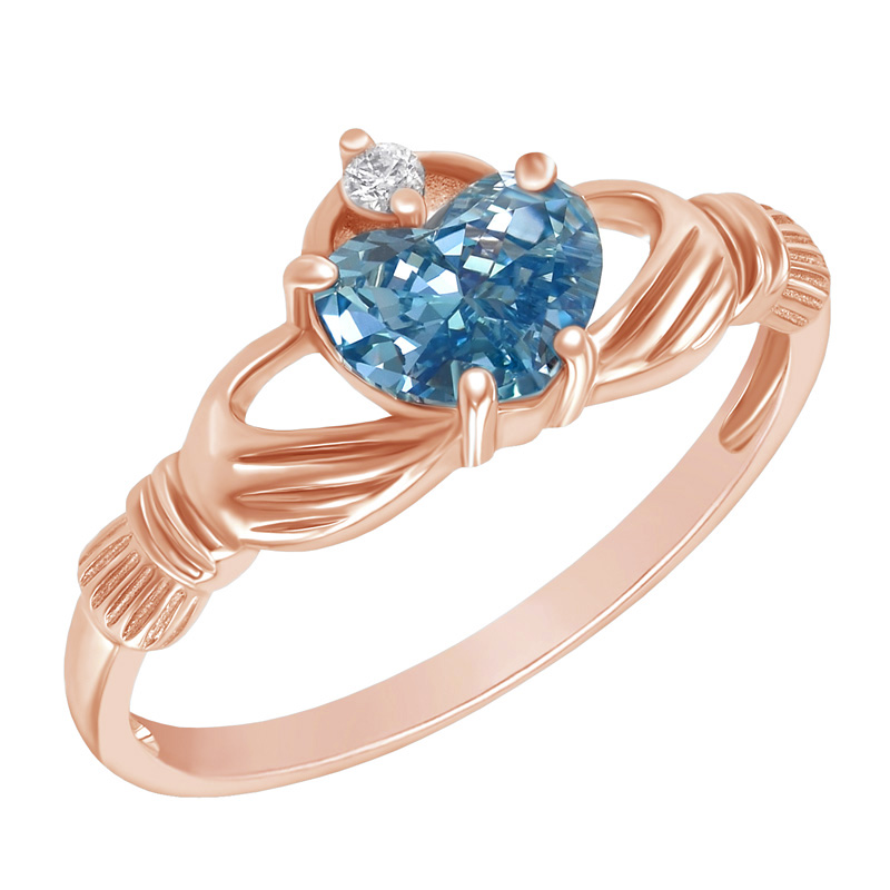 Goldener Claddagh-Ring mit Topas und Diamant Mariya 58737