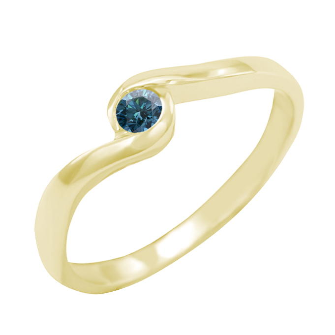 Verlobungsring in Gelbgold mit blauem Diamanten