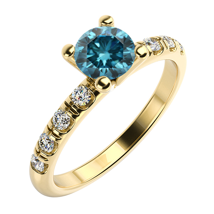 Verlobungsring mit blauem Diamant in Gelbgold 59647