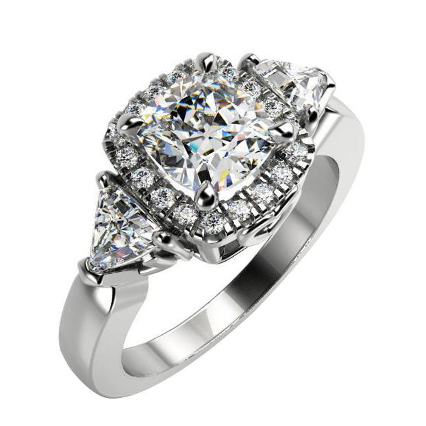 Ring mit Diamanten in Kissen-Form