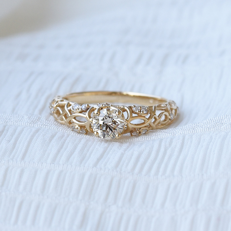 Vintage-Verlobungsring aus Gold mit Diamanten Chantal 70227