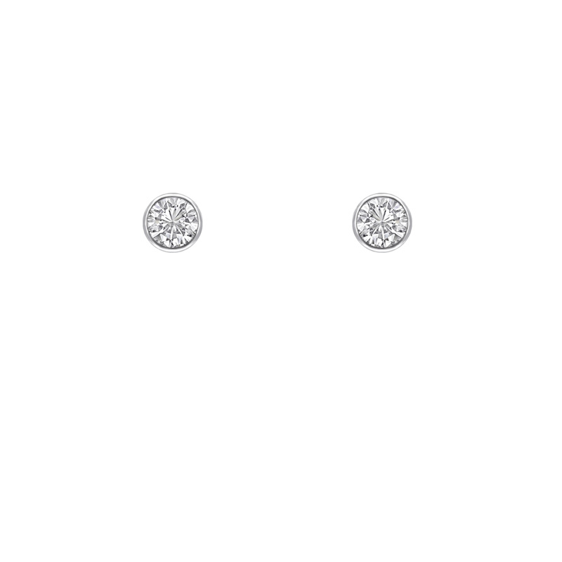 Minimalistische Bezel Ohrringe aus Platin mit Diamanten Tofine