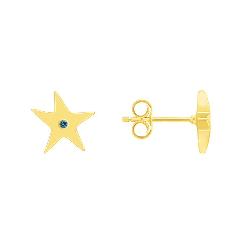 Silberne Sterne als Ohrring mit blauen Diamanten Nicabar 71867