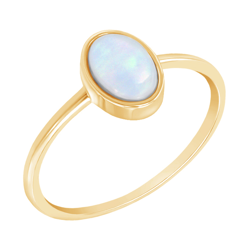 Minimalistischer Goldring mit ovalen Opal Plaire 72617